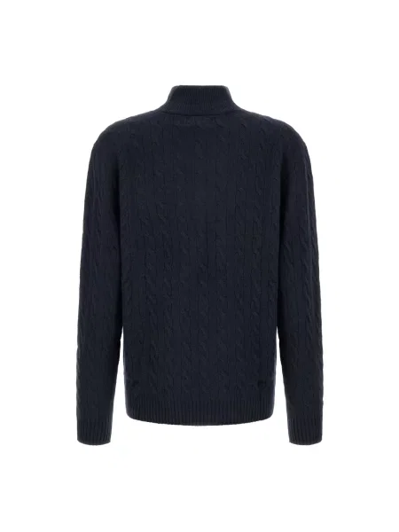 Koszulka polo Ralph Lauren wełniana z długim rękawem granatowa