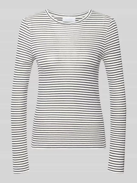 Bluzka z długim rękawem o kroju slim fit z mieszanki bawełny Rich & Royal granatowa