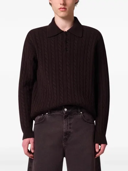 Tricou polo Msgm tricotate maro