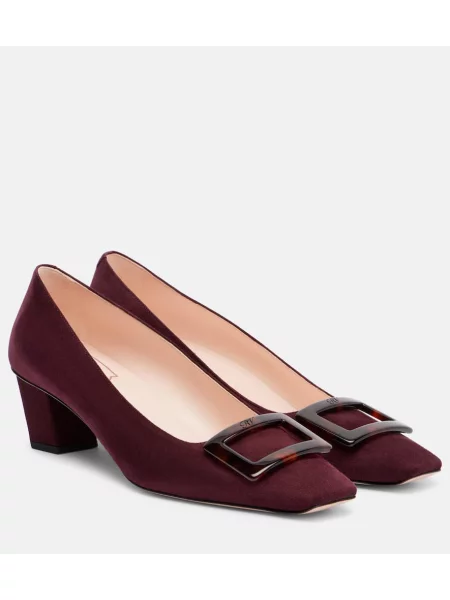 Pantofi cu toc Roger Vivier din piele de căprioară bordo