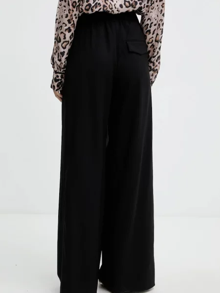 Вовняні штани Marella широкі висока посадка чорний