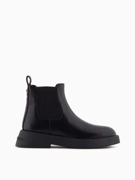 Черевики Armani Exchange шкіра з покриттям чорний