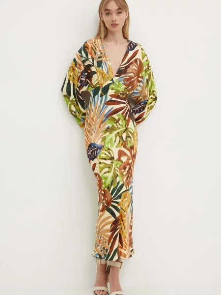 Never Fully Dressed sukienka Emma zielony maxi prosta