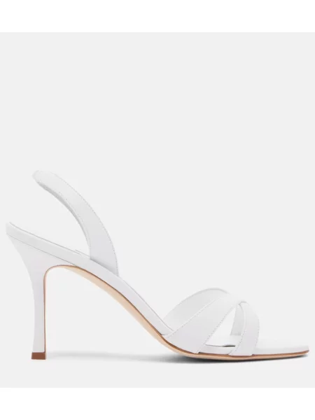 Sandale Manolo Blahnik din piele slingback alb
