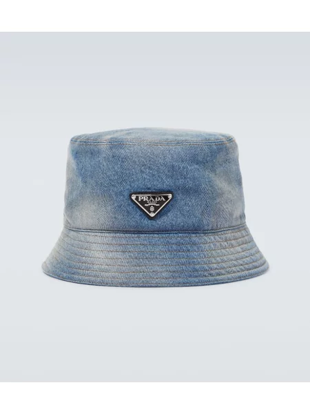 Klobuk bucket Prada z avtogramom modra
