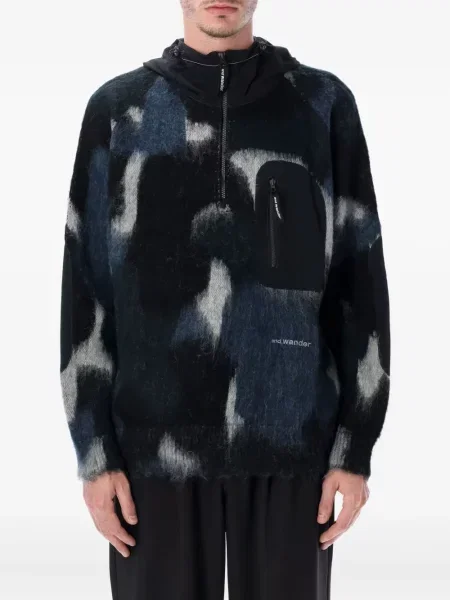 Pulover And Wander cu glugă albastru