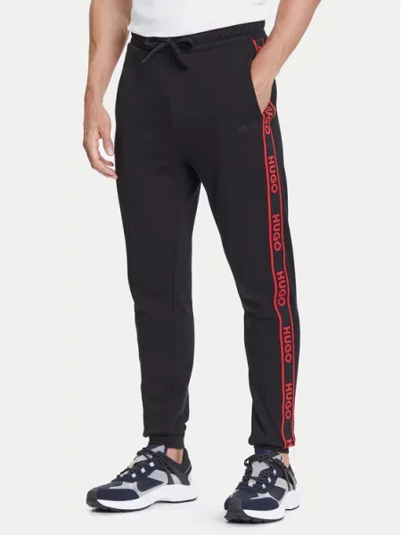 HUGO Spodnji del trenirke Liam črna