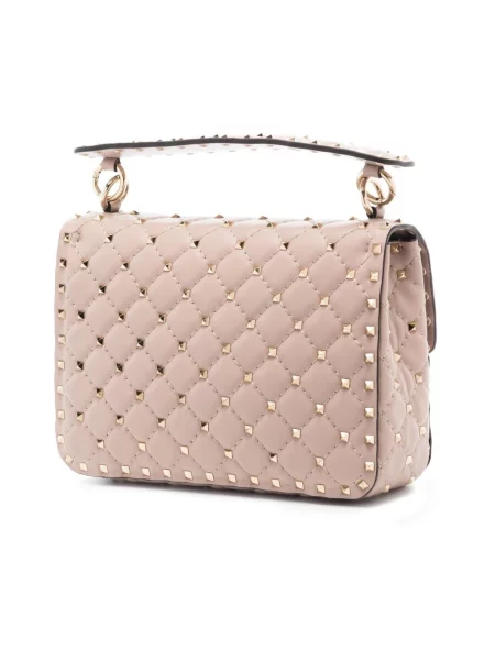 Torebka skórzana Valentino Garavani skórzana z ćwiekami beżowa