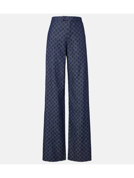 Blugi cu picior larg Gucci din jacard albastru