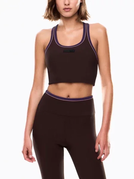 Топ спортивний поліамід/еластан коричневий