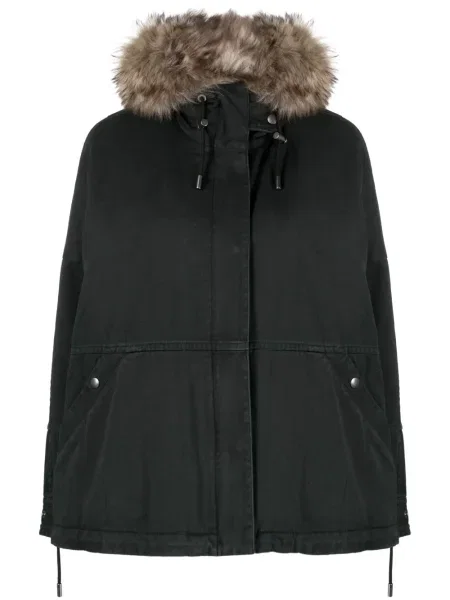 Parka Yves Salomon z kapturem niebieska