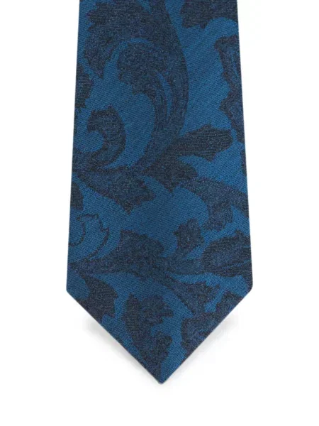 Cravată Etro cu model floral din jacard albastru