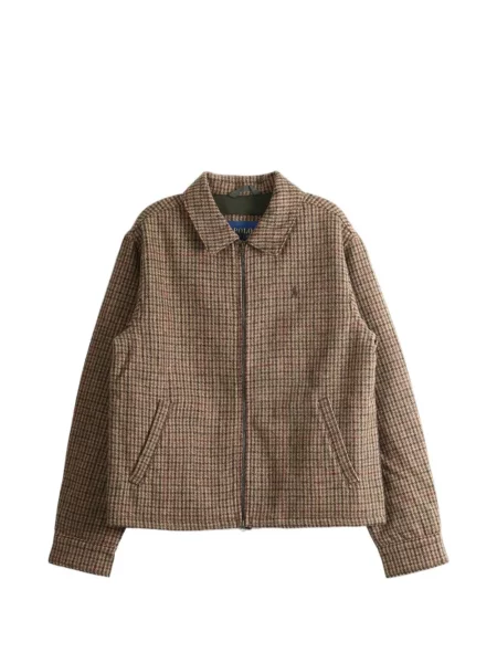 Sweter Polo Ralph Lauren w kratę tweedowy z kołnierzem brązowy