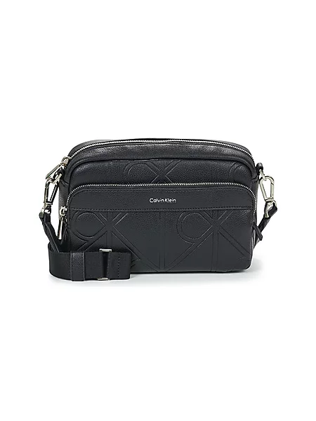 Calvin Klein Torbica za okrog pasu Emblem Aop Emboss Camera Bag črna