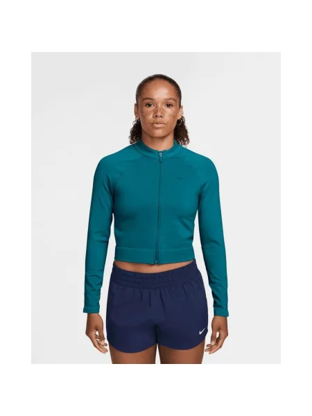 Koszulka Nike Pro Seamless Dri-FIT Full Zip niebieskozielony granatowy XXS niebieska