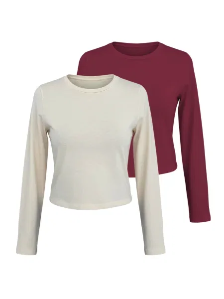 Studioselect Tricou Branka Top ecru / bordeaux roșu