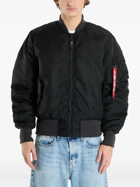 Geacă bomber Alpha Industries zdrențuiți cu buzunare ascunse negru