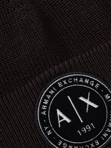 Căciulă Armani Exchange tricotate cu autograf maro