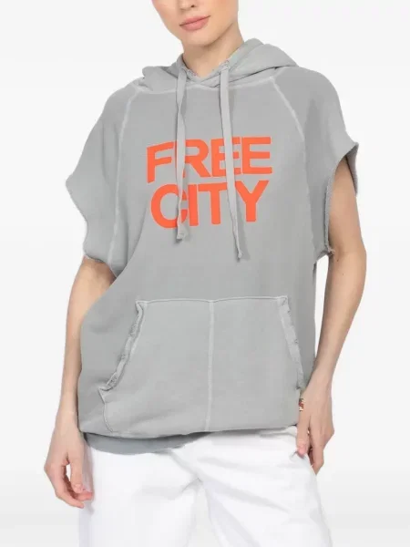 Bluza z kapturem Freecity bez rękawów z kapturem szara