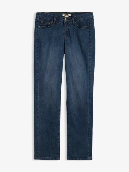 Jeansy ze stretchem straight mid waist niebieskie
