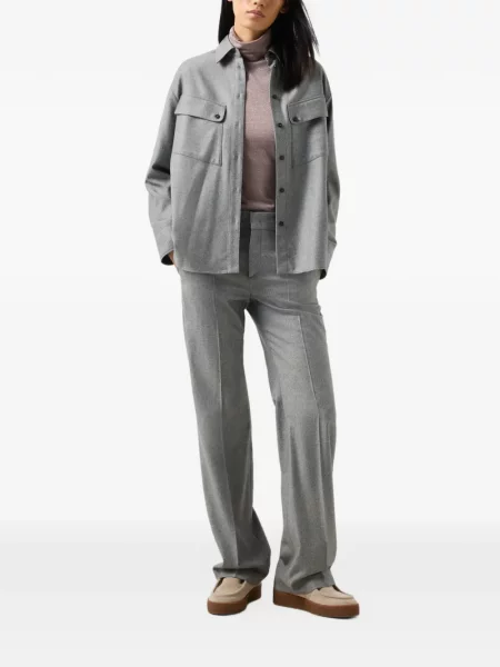 Pantaloni Bogner de lână cu model herringbone gri