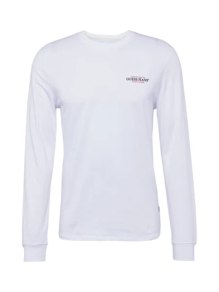 Tricou cu mânecă lungă Guess Jeans clasic alb