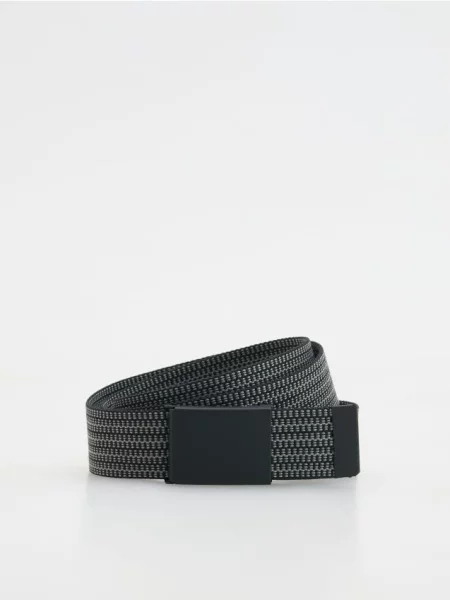 Reserved din textil cu cataramă gri-închis gri