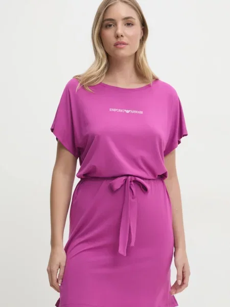 Рокля Emporio Armani Underwear къса със стандартна кройка розово