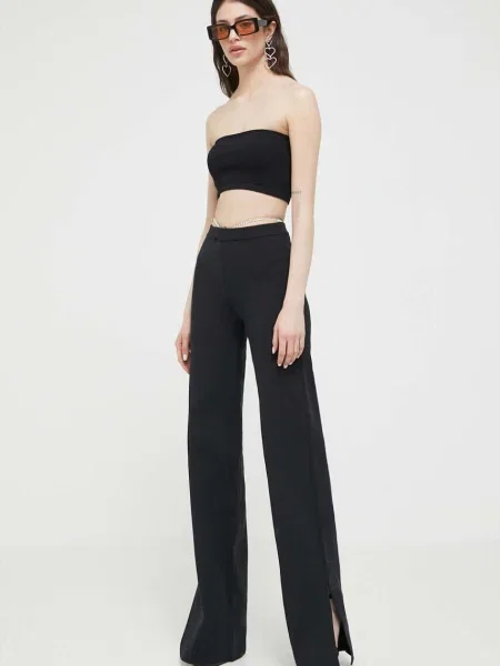 GCDS pantaloni femei lat high waist negru