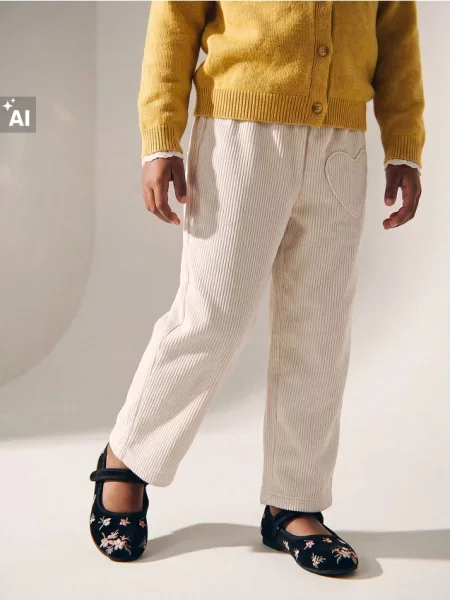 Sinsay Žebrované wide leg kalhoty krémová
