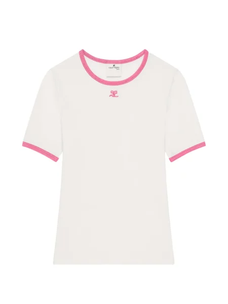 Tricou Courreges cu broderie alb