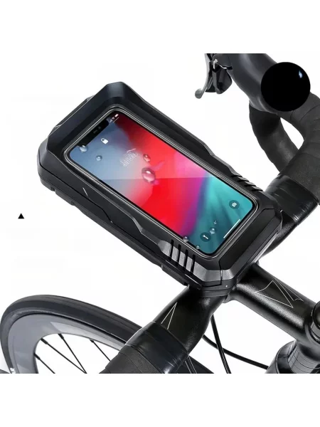 Torba na kierownicę rowerową wodoodporna z uchwytem na telefon WILD MAN czarna