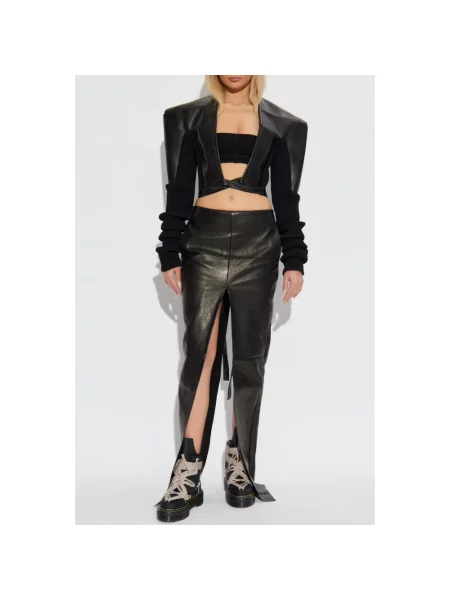 Spódnica skórzana Rick Owens czarna