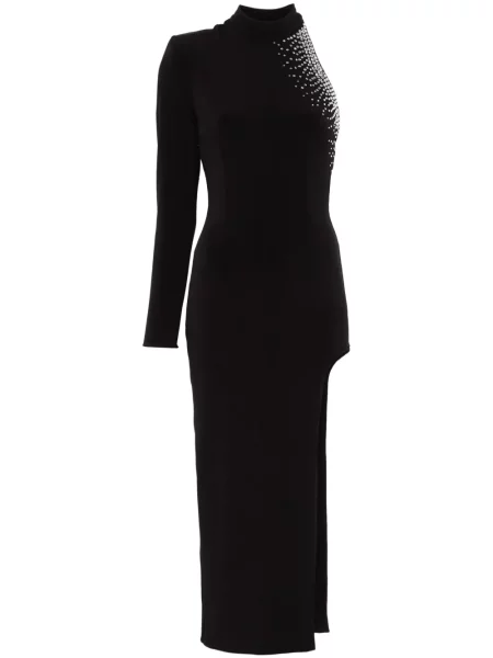 Maksi sukienka maxi Nissa asymetryczna garniturowa czarna