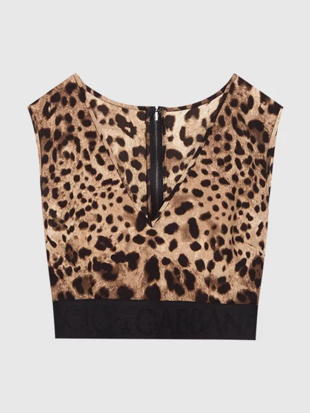 Топ в леопардовий принт Dolce&gabbana коричневий