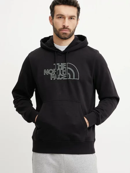 Суичър с качулка The North Face с качулка с апликация черно