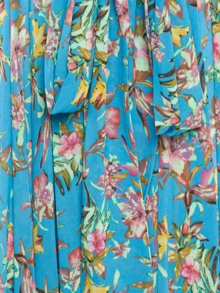 Rochie maxi Maison D'angelann din șifon cu model floral cu imagine albastru