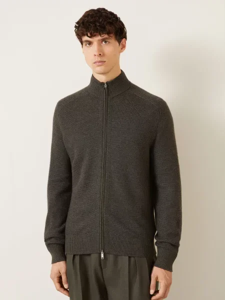 Zegna Pletený Svetr S Kašmírem khaki