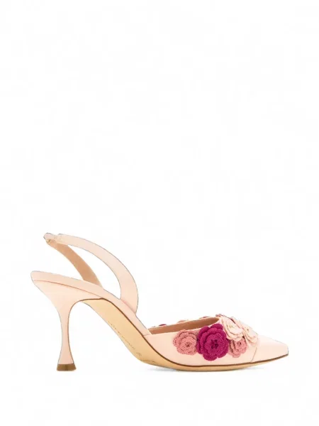 Pantofi cu toc Manolo Blahnik cu model floral cu aplicații slingback
