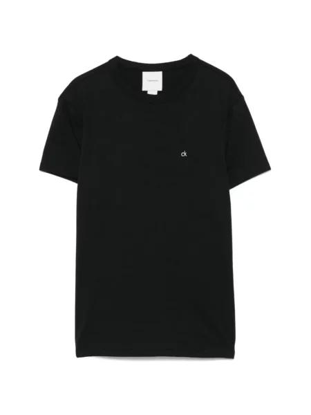 Calvin Klein Koszulki Kobieta M Wąska koszulka T-shirt z haftowanym wzorem czarny