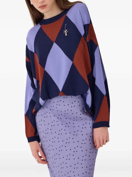 Lung pulover Ottod’ame cu imprimeu geometric violet