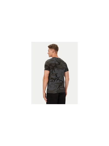 Alpha Industries Marškinėliai Basic T Small Logo Camo Pilka Regular Fit juoda