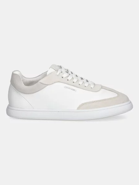 Calvin Klein Usnjene superge CUPSOLE LACE UP LTH SUE MIX bela