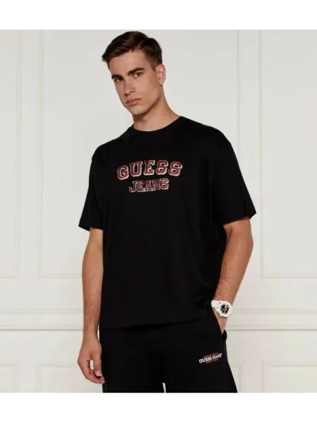 Guess Jeans Póló AMERICAN | Oversize fit fekete