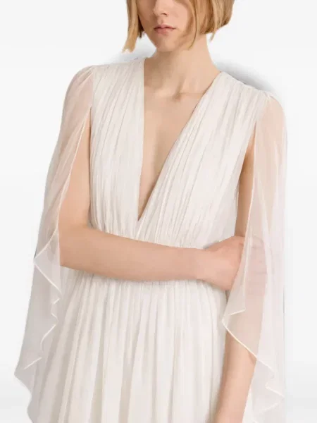 Rochie maxi Alberta Ferretti de mătase alb