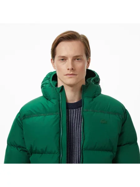 Lacoste Kurtka Z Kapturem Relaxed Fit zielona