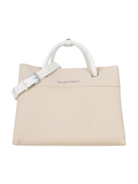 Lniana torebka Valentino By Mario Valentino beżowa