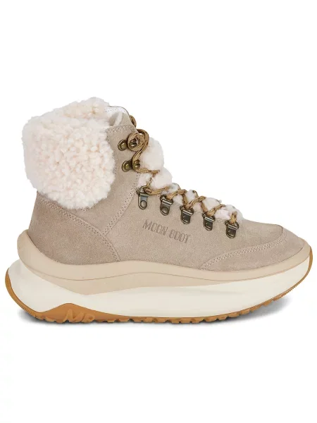 Pantofi Moon Boot din piele de oaie bej