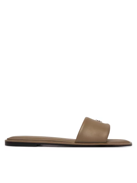 Natikači Calvin Klein Round Flat Sndl Lth Bar Hw 2 bež