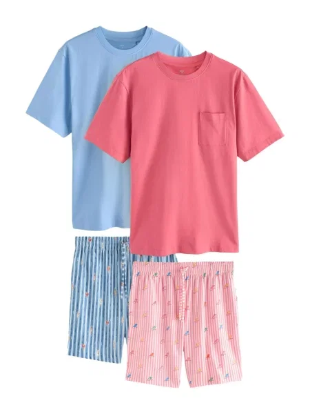 Next Pijama scurtă / corai albastru